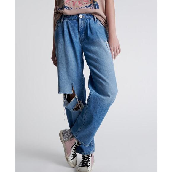 One Teaspoon Free People Smiths Low Waist Wide Leg Denim Jeans NWOT SZ 34 - Picture 3 of 14